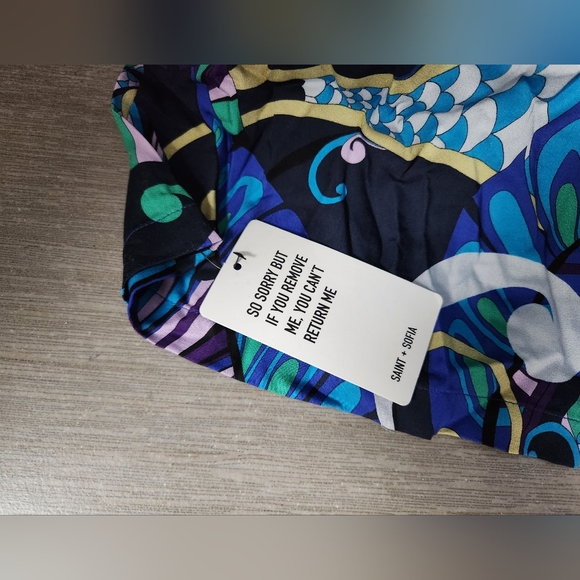 Saint & Sofia Wide Leg Pant, Blue Palm, Size US 8 - Picture 6 of 11